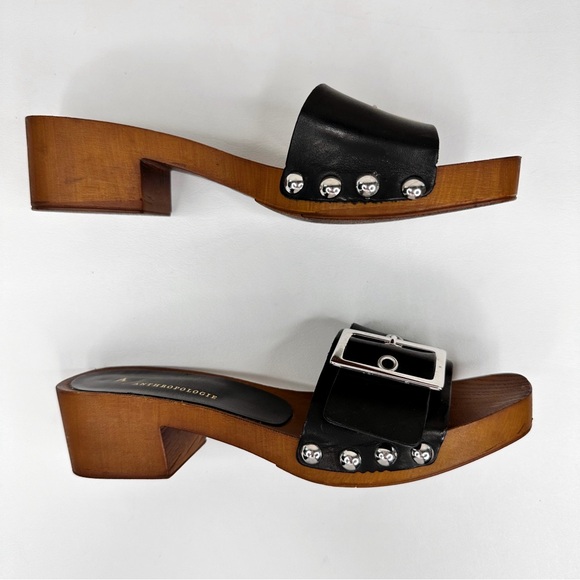 Anthropologie Open Toe Buckle Sandals Black SZ 37 - Picture 6 of 12